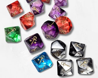 20 Customisable Vampire The Masquerade Set Dice D10s Misty Swirls Water Personalise Custom Gold Red Blue Purple Pink Black Green Orange