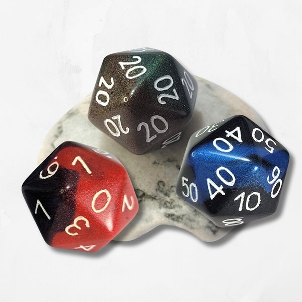 Custom Numbers and Colours D20 Dice DND Boardgame Glitter Shimmer Sparkle RPG Dungeons and Dragons Tabletop Games Personal Gift Striking