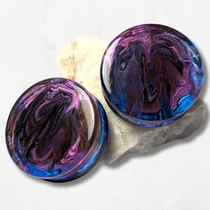 Midnight Mist Double Flared Plugs 12 to 50mm Stretched Ear Jewellery Body Mods Night Dusk Mother Nature Inspired Unique Handmade