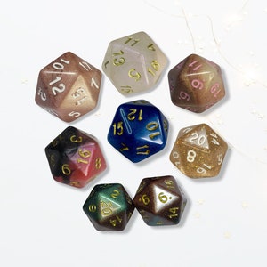 Customisable D20 Dice DND Boardgame Glitter Shimmer Sparkle RPG Dungeons and Dragons Tabletop Games Unique Personal Gift Striking