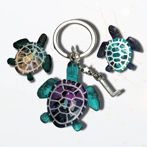 Chaveiro de tartaruga personalizável com pingente inicial Praia Mar Marinho Oceano Natureza Tartaruga Animal Mamífero Réptil Concha Minúsculo Bonito Aniversário Natal