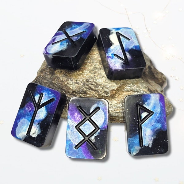 25 Galaxy Elder Futhark Runes Shimmery Space Milkyway Celestial Cosmos Norse Viking Language Wicca Witchcraft Magic Pagan Odin Divination