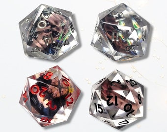 Customisable D20 Add Your Own Photo Dice DND Boardgame Glitter Shimmer Sparkle RPG Dungeons and Dragons Tabletop Games Unique Personal Gift