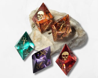 Customisable Vampire The Masquerade Dice Set 20 D10s Sharp Edged Misty Swirls Water Personalise Custom Gold Red Blue Purple Pink