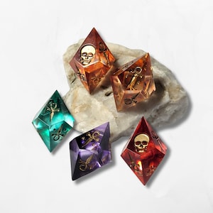 15 Customisable Vampire The Masquerade Dice Set D10s Sharp Edged Misty Swirls Water Personalise Custom Gold Red Blue Purple Pink
