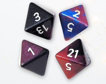 Custom Numbers and Colours D8 Dice DND Boardgame Glitter Shimmer Sparkle RPG Dungeons and Dragons Tabletop Games Personal Gift Striking