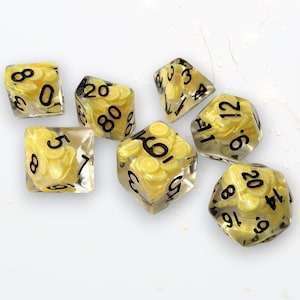 7 Lemon DND Dice Dungeons and Dragons RPG Gry planszowe Czarny Wiosna Lato Cytrusy Kawaii Słodkie Jasne Neonowe Unikalne Malutkie Gliny