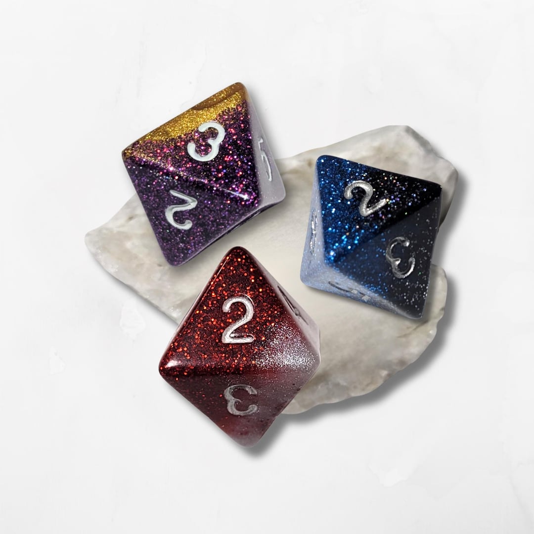 Customisable D8 Dice DND Boardgame Glitter Shimmer Sparkle RPG Dungeons ...
