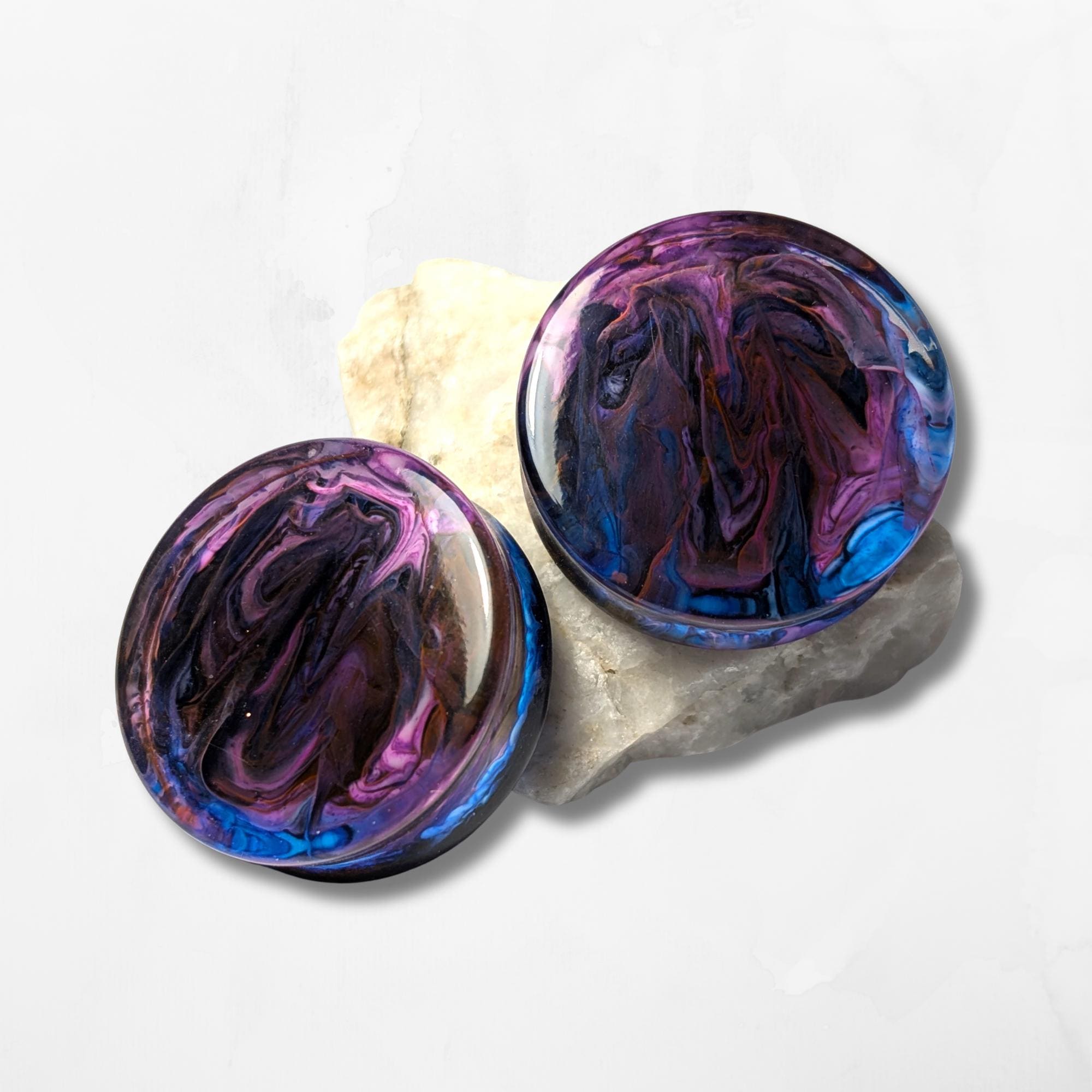 Midnight Mist Double Flared Plugs 12 bis 50 mm Gestreckter Ohrschmuck Body Mods Night Dusk Mutter Natur Inspiriert Einzigartig Handgemacht