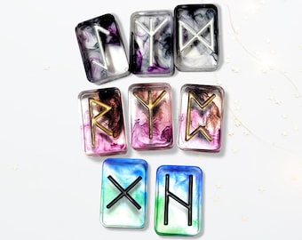 25 Customisable Smokey Elder Futhark Runes Unique Multicoloured Norse Viking Language Wicca Witchcraft Magic Divination Pagan Odin