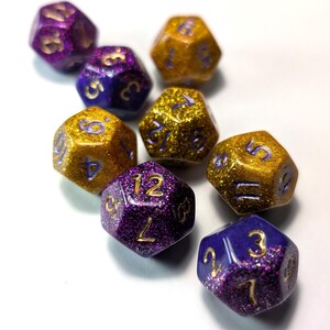 Customisable D12 Dice DND Boardgame Glitter Shimmer Sparkle RPG Dungeons and Dragons Tabletop Games Unique Personal Gift Striking D20 D6 D4 image 2