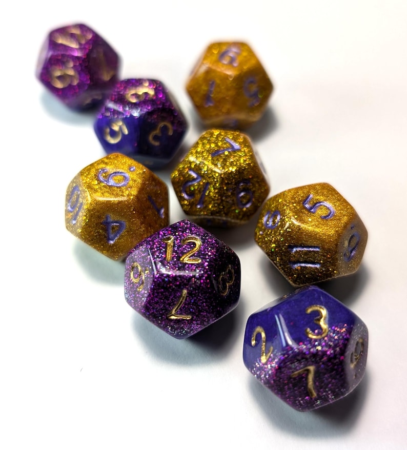 Customisable D12 Dice DND Boardgame Glitter Shimmer Sparkle RPG Dungeons and Dragons Tabletop Games Unique Personal Gift Striking D20 D6 D4 image 2