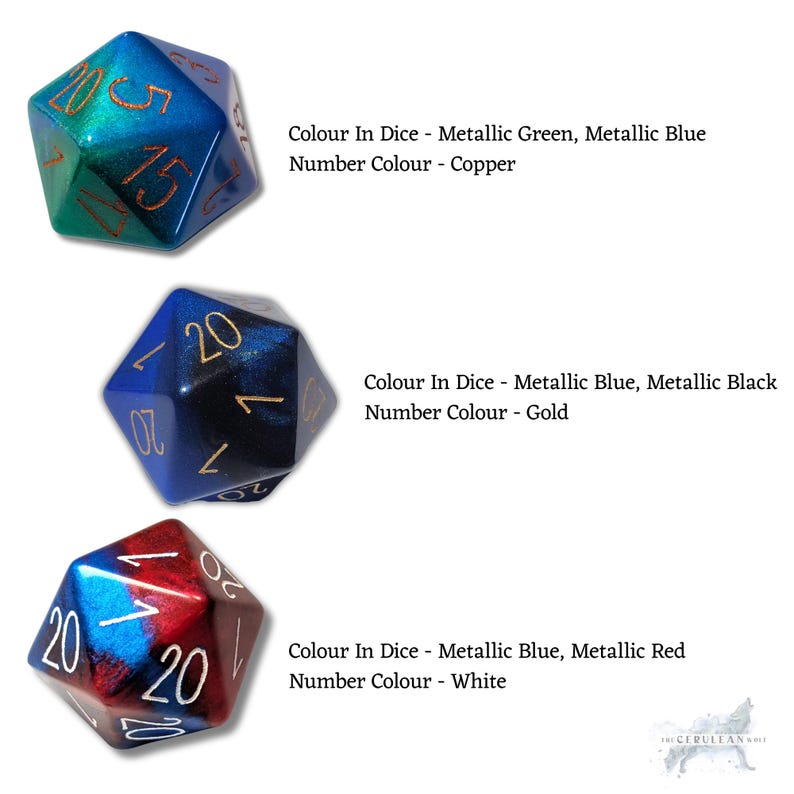 Custom Numbers and Colours Chonk D20 Dice DND Boardgame Glitter Shimmer Sparkle RPG Dungeons and Dragons Tabletop Games Personal image 5