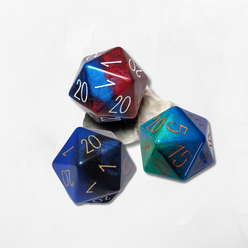 Custom Numbers and Colours Chonk D20 Dice DND Boardgame Glitter Shimmer Sparkle RPG Dungeons and Dragons Tabletop Games Personal image 1