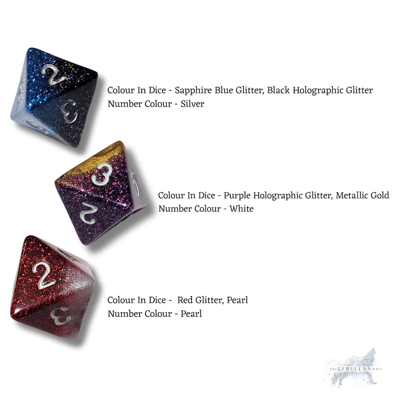 Customisable D8 Dice DND Boardgame Glitter Shimmer Sparkle RPG Dungeons ...