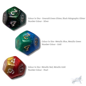 Customisable D12 Dice DND Boardgame Glitter Shimmer Sparkle RPG Dungeons and Dragons Tabletop Games Unique Personal Gift Striking D20 D6 D4 image 6