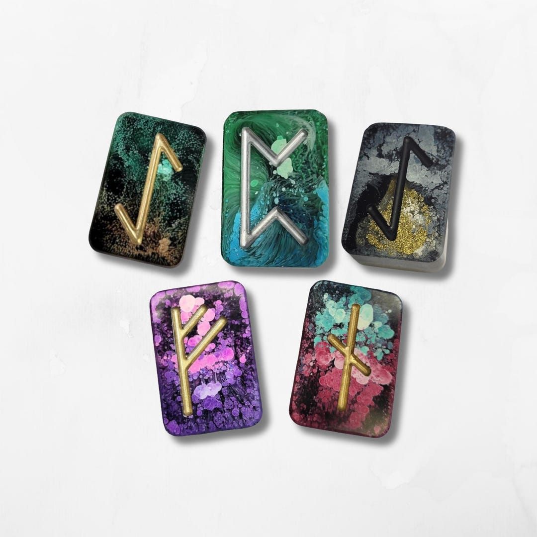 25 Customisable Elder Futhark Runes Unique Bright Multicoloured Norse ...