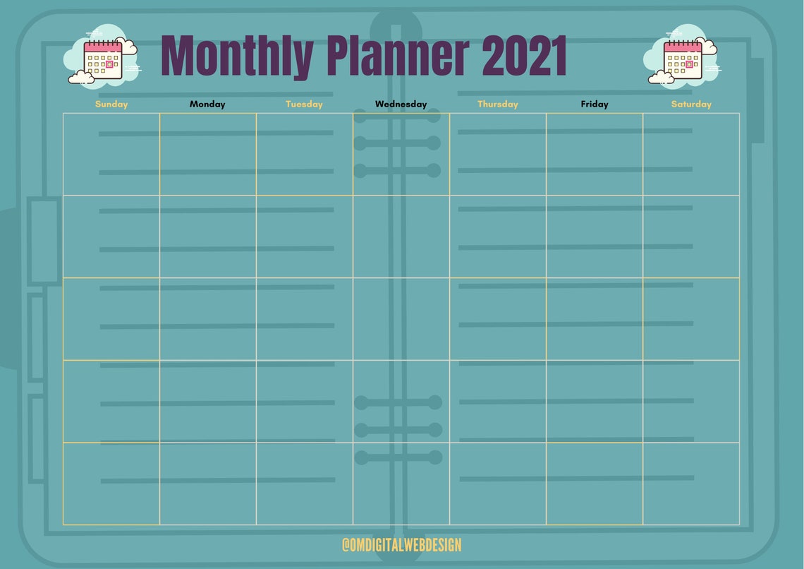 A4 Landscape Planner Weekly Digital Printable Planner Postive Etsy