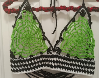 Beetle inspired crochet spiderweb top