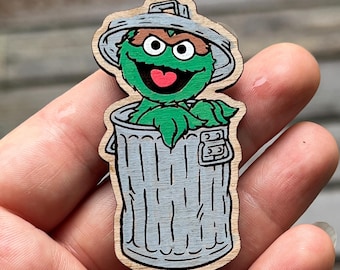 Oscar the Grouch Plant Stake - Sesame Street Handpainted Plant Accessory - Donation with purchase
