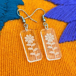 Clear Acrylic Flower Earrings - Laser Engraved Acrylic Earrings