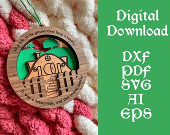 Digital Cut Files LOTR Hobbit Hole Christmas Tree Ornament - 3 Layers - Laser Cut Files Svg