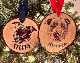 Christmas Personalized Pet Wood Ornaments - Custom Ornaments - Laser Engraved Wood Ornaments