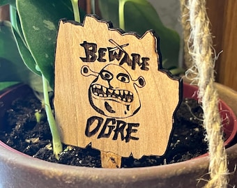 Shrek Swamp Sign Plant Stake - Plant Wood Laser Engraved Accessory