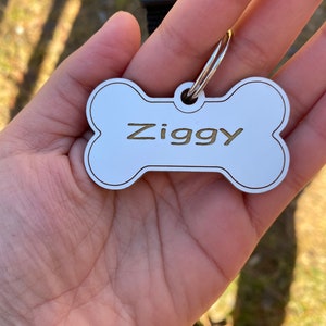 Gold and White Custom Dog Name Tag