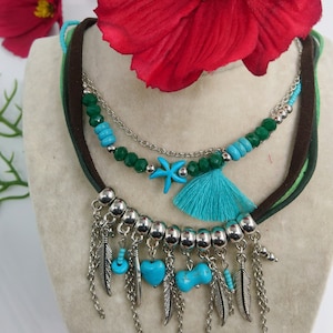 Handmade, Beaded, Bohemian, Unique Necklace, Colourful  mix of Crystal, Glass Beads, Gem Stone Necklace, Chokers for Women