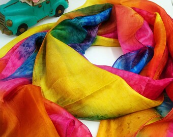 Souleiado Silk Scarf Large Limited Edition Rainbow Colors 36 x 37.75 Inches Number 140 Of 300 Stunning! Made In France