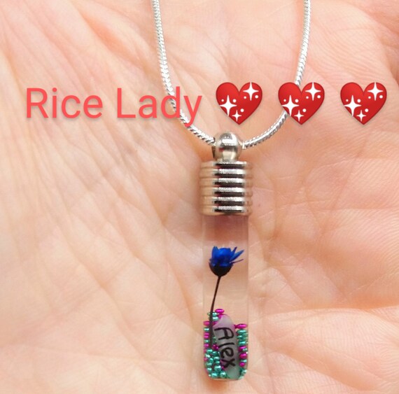 Rice Necklace Your Name Written on A 