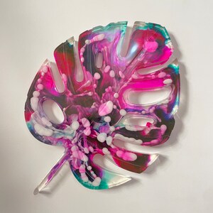 Mini Monstera Leaf Coaster | Monster Leaf Coaster | Small Monstera Leaf Resin Coaster | Leaf Shaped Resin Coaster | Alcohol Ink Coaster