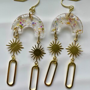 Floral Confetti Arch Resin Earrings | UV Resin Earrings | Gifts for Her