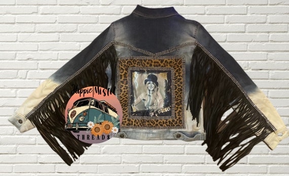 Womens Custom Denim Jacket, Stevie Nicks, Bleached Jacket, Gifts for Her, Christmas Apparel, Denim Jacket, Custom Denim Jacket
