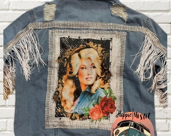Toddler Dolly Parton Denim Jacket, Rhinestone & Fringe, Country Music