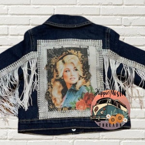Adult Customized Denim Jacket, Custom Denim Jacket, Gifts for Her, Dolly Parton, Bridesmaids gifts, Dolly Parton jacket, Glam gift,