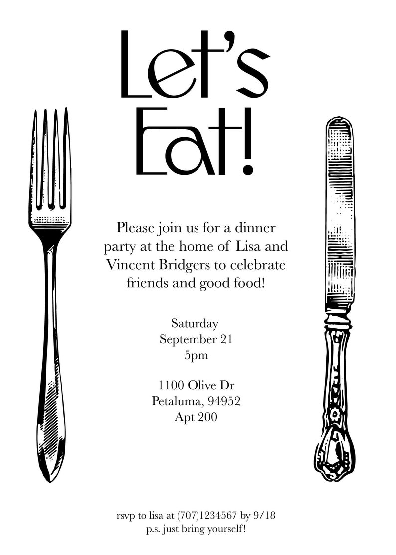 Personalized Dinner Party Invitation Party Invite Brunch Etsy