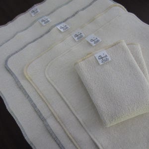 Prefolds / Trifolds - Hemp Organic Cotton | Preemie - Newborn - Medium - Large - Reusable Minimalist Cloth Diapers | Pocket Inserts / Soaker