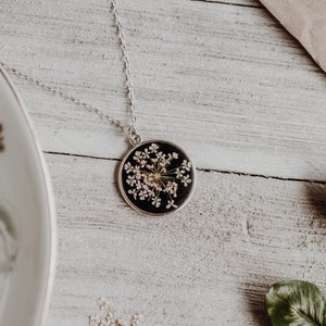 Queen Anne's Lace Botanical Necklace | Real Flower Necklace, Sterling Silver Necklace, Free Shipping