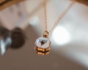Mini Forget Me Not Necklace | Antique Gold Necklace, 14k Gold Filled Necklace, Free Shipping