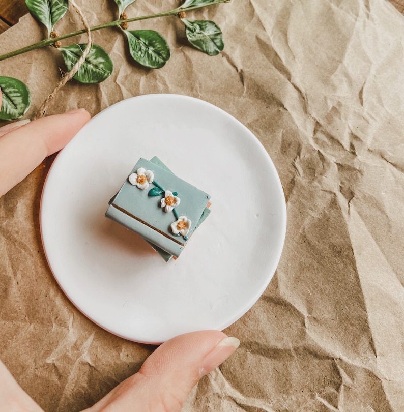 Free Shipping Engagement Ring Dish Clay Dish Book Stack Trinket Dish Ring Dish