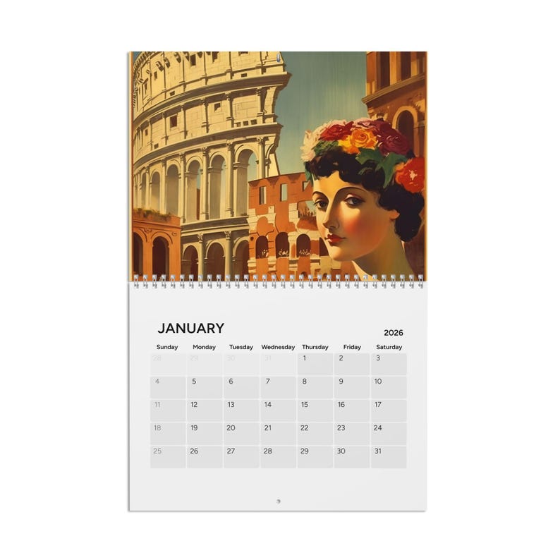 Vintage Italy Wall Calendar 2026 | Travel Art Poster Calendar - Etsy