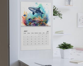 2027 Underwater Sea Life Wall Calendar | Watercolor Marine Art (10.8" x 8.4")