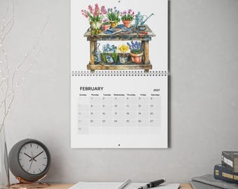 Watercolor Gardening Illustration 2027 Calendar | 2027 Wall Calendar