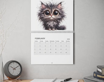 Funny Cats Calendar 2026 Wall Calendar | Quirky Kitten Artwork