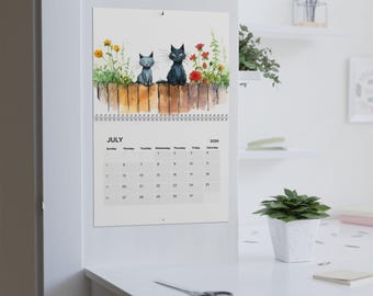 Funny Cats Calendar 2026, Wall Calendar | Cute Cat Illustrations