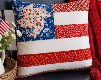 Sparkler Pillow Sewing Pattern PDF, Patriotic Pillow Cover Pattern, 3D Pinwheel Pillow, Beginner Quilt Pattern, Summer Home Decor
