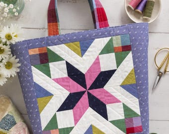 Quilted Starry Tote Bag Sewing Pattern, Beginner Friendly PDF (Instant Download)