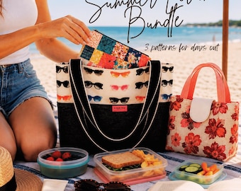 Summer Sewing Patterns Bundle: Tote, Pouch, Lunch Bag (PDF Download)